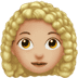 👩🏼‍🦱 woman: medium-light skin tone, curly hair display on Apple